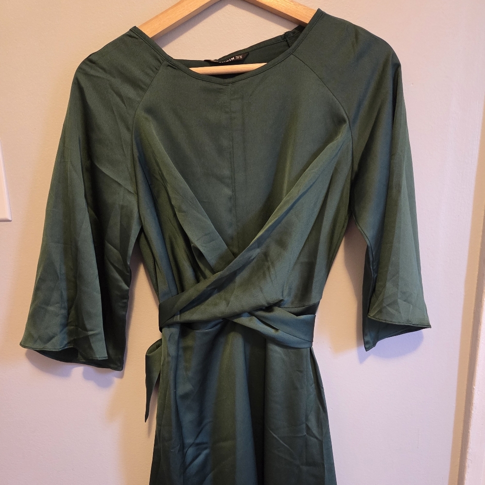 Satin Green Maxi Dress